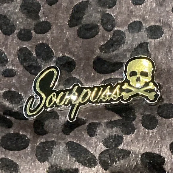 SOURPUSS GRAY & BLACK LEOPARD PURSE Rockabilly Punk Pinup RARE